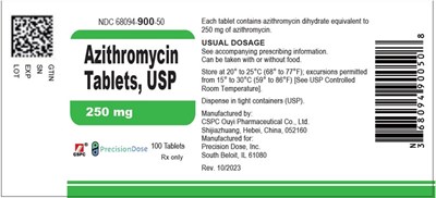 azithromycin-03.jpg PRINCIPAL DISPLAY PANEL - 250 mg Tablet Bottle Label - 100 Tablets - azithromycin 03