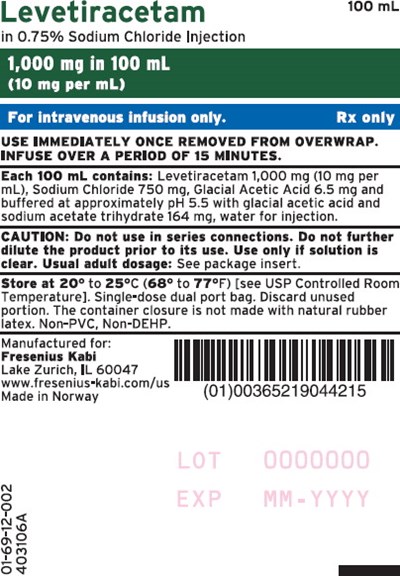 Package Label (PRINCIPAL DISPLAY – Levetiracetam 1,000 mg in 100 mL Bag Label)
