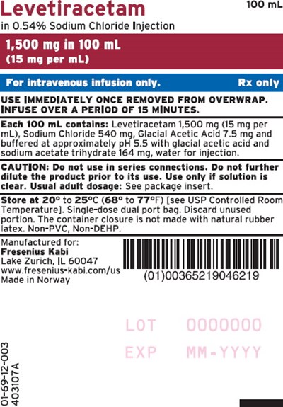 Package Label (PRINCIPAL DISPLAY – Levetiracetam 1,500 mg in 100 mL Bag Label)