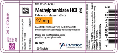 PRINCIPAL DISPLAY PANEL - 27 mg Tablet Bottle Label - methylphenidate 06