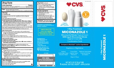 1-day Treatmentmiconazole 1miconazole Nitrate Vaginal Insert 1200 mg &amp; Miconazole Nitrate Vaginal Cream 2%combination Packdaytime Or Nighttimevaginal Antifungal, Yeast Infection Reliefnet Wt 0.32oz (9g) Tube1 Vaginal Softgel Insert + Applicator (Cvs Miconazole 1 Combination Pack 51316 093 01)