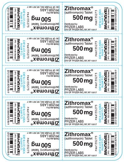 zithromax-11.jpg PRINCIPAL DISPLAY PANEL - 500 mg - 10 ct. Blister Card - zithromax 11