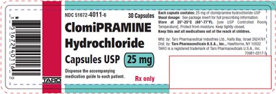 clomipramine-02.jpg PRINCIPAL DISPLAY PANEL - 25 mg Capsule Bottle Label - clomipramine 02