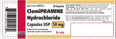 clomipramine-03.jpg PRINCIPAL DISPLAY PANEL - 50 mg Capsule Bottle Label - clomipramine 03