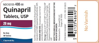 image description - quinapril tabs 20mg 90s bottle label