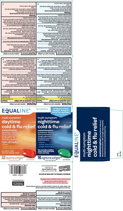 Acetaminophen 325 mg, Dextromethorphan Hbr 10 mg, Phenylephrine HCl 5 mg, Acetaminophen 325 mg, Dextromethorphan Hbr 15 mg, Doxylamine Succinate 6.25 mg (Daytime Pe Nighttime No Pse Pe Softgels Pat 1)