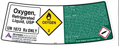 OXYGEN REFRIGERATED LIQUID LABEL - Airsource liq o2