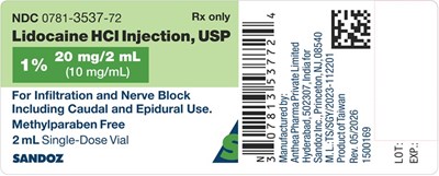 "image Description" (Sandoz Lido 20mg 2ml Cont Lab)