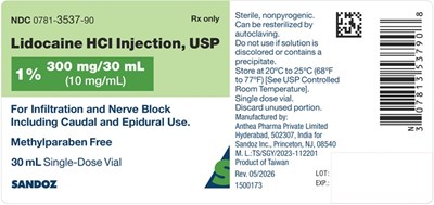 "image Description" (Sandoz Lido 300mg 30ml Con Lab)