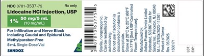 "image Description" (Sandoz Lido 50mg 5ml Con Lab)