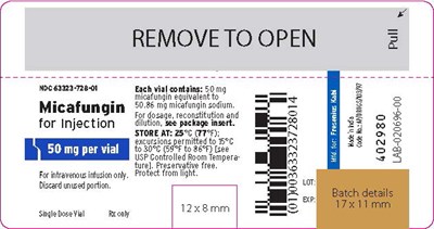 Principal Display Panel – Micafungin For Injection 50 mg – Vial Label (Mic17 0000 03)