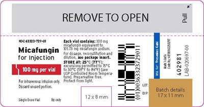 Principal Display Panel – Micafungin For Injection 100 mg – Vial Label (Mic17 0000 06)
