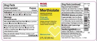 Principal Display Panelcvsmerthiolatebenzalkoniumchloride 0.13%mercury Free2 Fl Oz (59 mL) (Cvs Merthiolate 01)