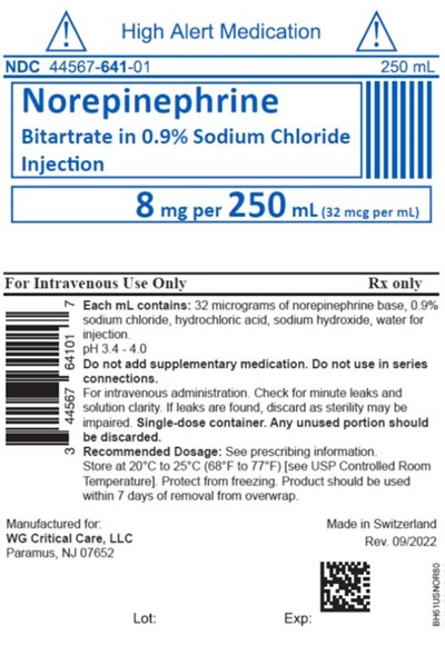 Norepinephrine Bitartrate In 0.9% Sodium Chloride Injection 8 mg Per 250 mL Label Image (Image 02)