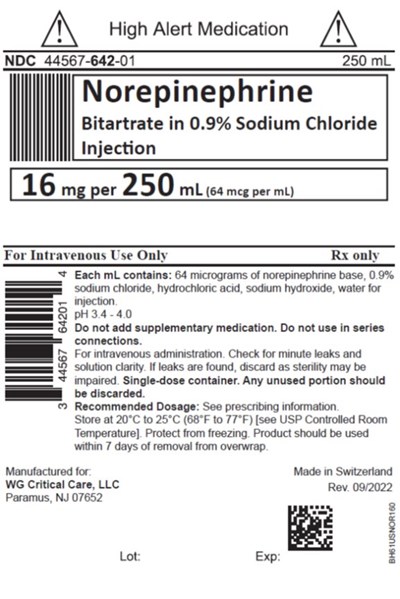 Norepinephrine Bitartrate In 0.9% Sodium Chloride Injection 16 mg Per 250 mL Label Image (Image 03)