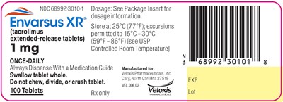 Envarsus 1mg 100 Count Bottle Label (Envarsusxr 1mg Bottle 100 Count)