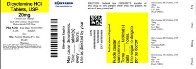 Dicyclomine HCl Tablets Usp  20mg (Dicyclominehydrichloridetablets20mg100s)