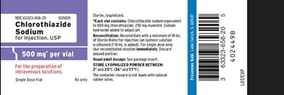 chl09-0001-04.jpg PACKAGE LABEL - PRINCIPAL PANEL - Chlorothiazide 500 mg* Vial Label - chl09 0001 04