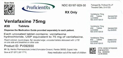 63187-929-30 (Venlafaxine 75mg)