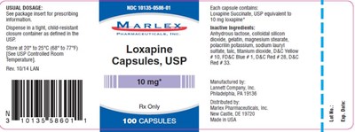 loxapine-tablet-03.jpg PRINCIPAL DISPLAY PANEL NDC 10135-0586-01MarlexLoxapineCapsules,USP10 mgRx Only100 Capsules - loxapine tablet 03