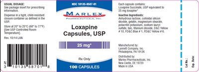 loxapine-tablet-04.jpg NDC 10135-0587-01MarlexLoxapineCapsules,USP25 mgRx Only100 Capsules - loxapine tablet 04