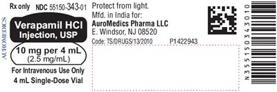 PACKAGE LABEL-PRINCIPAL DISPLAY PANEL-10 mg per 4 mL (2.5 mg/mL) - Container Label - verapamil fig5