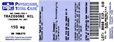 Trazodone Hydrochloride Tablets Usp 150 mg  Tablets Label (1959)