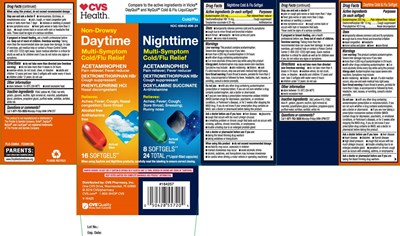 Acetaminophen 325 mg, Dextromethorphan Hbr 10 mg, Phenylephrine HCl 5 mg, Acetaminophen 325 mg, Dextromethorphan Hbr 15 mg, Doxylamine Succinate 6.25 mg (Daytime Pe Nighttime No Pse Pe Softgels Pur 1)