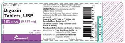 PRINCIPAL DISPLAY PANEL - 0.125 mg Tablet Bottle Label - digoxin tablets usp 2