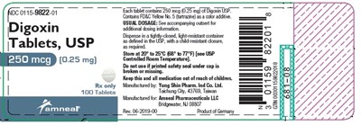 PRINCIPAL DISPLAY PANEL - 0.25 mg Tablet Bottle Label - digoxin tablets usp 3
