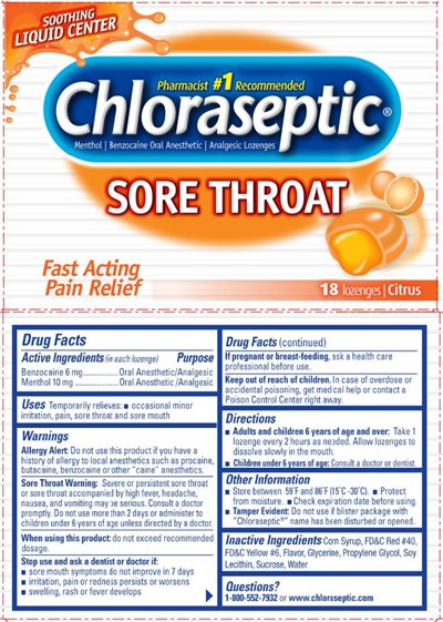 chloraseptic-cherry-honey-lemon-and-citrus-lozenge-02.jpg PRINCIPAL DISPLAY PANELChloraseptic® SORE THROAT 18 lozenges | Citrus - chloraseptic cherry honey lemon and citrus lozenge 02