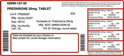 This is an image of the label for PredniSONE Tablets, USP 20 mg 100 count. - prednisonetab 8