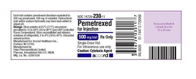 Pemetrexed For Injection 500 mg/vial -vial Label (Pemetrexed 500mg Label)