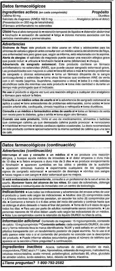 Diurex Water Pills Spanish Drug Facts (Diurexwaterpillsspdrugfacts2)