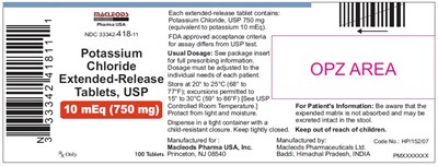 1 (Pchloride Container 750mg 100s Pack)
