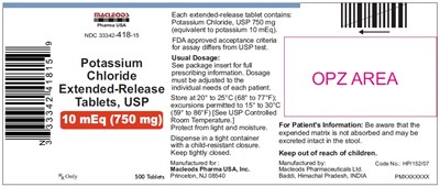 1 (Pchloride Container 750mg 500s Pack)