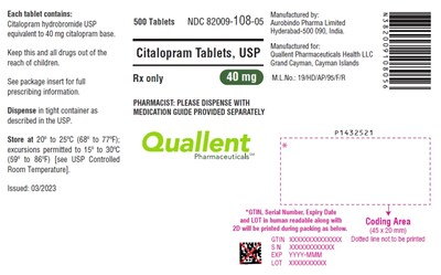 citalopram-fig3.jpg PACKAGE LABEL-PRINCIPAL DISPLAY PANEL - 40 mg (500 Tablets Bottle) - citalopram fig3