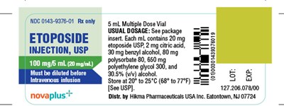 Etoposide Injection, USP 100 mg/5 mL Label - etoposide injection usp novaplus 2