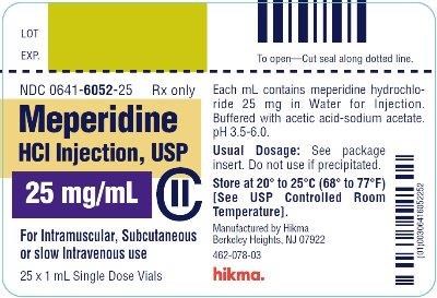 meperidine-hydrochloride-injection-usp-3.jpg Meperdine HCl Injection, USP 25 mg/mL 1 mL Vial - meperidine hydrochloride injection usp 3