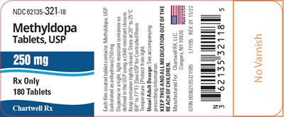 Image Description (Methyldopa Tab Usp 250 mg 180s Bottle Label)