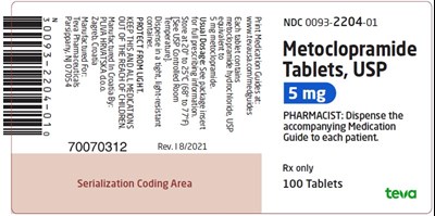 Metoclopramide Tablets USP 5 mg, 100s Label - image 2