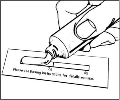 voltaren-3.jpg 3. Squeeze Voltaren® Gel onto the dosing card evenly, up to the 2 gram line. Make sure the gel covers the entire 2 gram area of the dosing card as shown in the picture below. Put the cap back on the tube of Voltaren® Gel. - voltaren 3