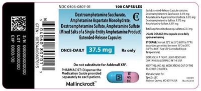 mixed-salts-of-a-single-entity-amphetamine-product-5.jpg PRINCIPAL DISPLAY PANEL - 37.5 mg Capsule Bottle Label - mixed salts of a single entity amphetamine product 5