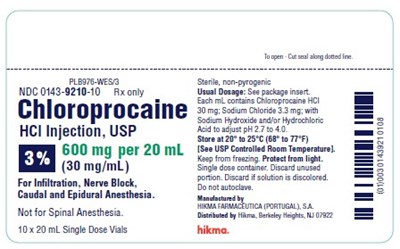 Chloroprocaine HCl Injection, USP 3% 600 mg/20 mL carton label - chloroprocaine hcl injection usp 5