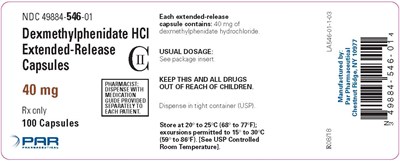 40 mg label - dexmethylphenidate hydrochloride extended release  10