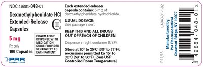 5 mg label - dexmethylphenidate hydrochloride extended release  3