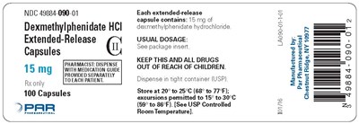 15 mg label - dexmethylphenidate hydrochloride extended release  5