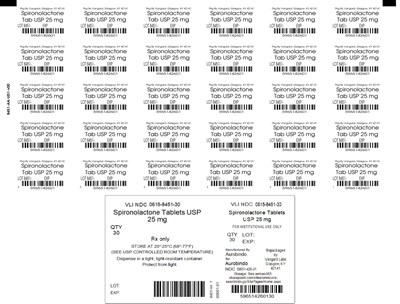 spironolactone-tabs-8451-8452-6.jpg Principal Display Panel - 25 mg - spironolactone tabs 8451 8452 6