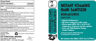 Instant Foaming Hand Sanitizer Non Alcohol Label (Opicsifhsna 01)