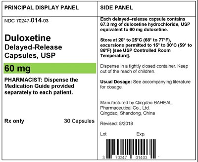 label-60mg-30capsules.jpg PACKAGE LABEL- Duloxetine Delayed-Release Capsules 60 mg, bottle of 30 - label 60mg 30capsules
